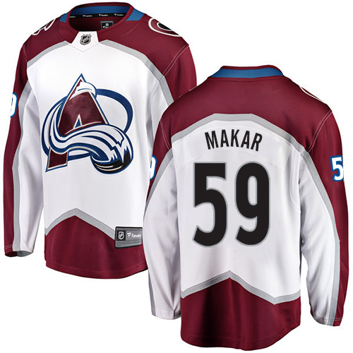 Herren Colorado Avalanche Eishockey Trikot Cale Makar #59 Breakaway Weiß Fanatics Branded Auswärts